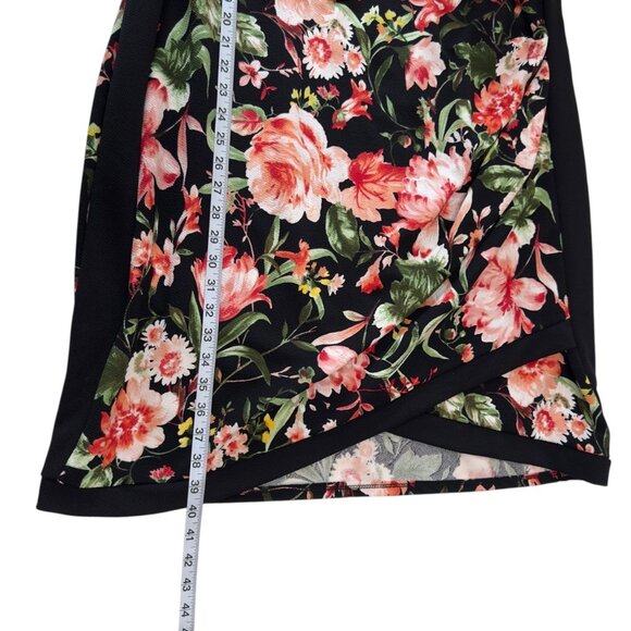 Rue+ Womens Floral Wrap Style Dress 4X Short Sleeve Black & Multicolor Stretch - Picture 6 of 8